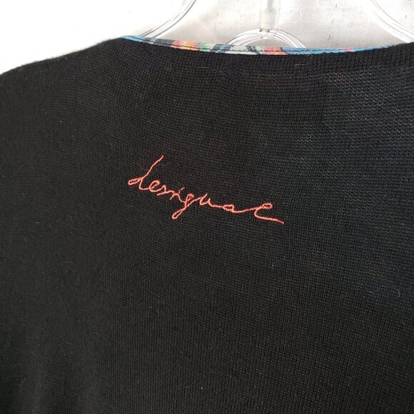 Desigual Amor Cardigan Embroidered Art-to-Wear Waterfall Draped Front size L - Picture 10 of 16